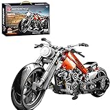 MBKE Technik Bausteine Motorrad Modell, 436pcs Straßenmotorrad für Harley Davidson Fatboy, Bausteine Konstruktionsspielzeug Kompatibel mit Lego Technic