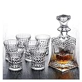 Cratured Glass Whisky Decanter Set mit 4 altmodischen Whisky-Gläsern for Alkohol Scotch Bourbon oder Wein - Irischer Schnitt dreieckig (Color : Type3)