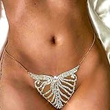 Sethain Jahrgang Strass Unterwäsche Kette Gold Funkelnd Kristall Bikini Höschen Flügel Körperketten Nachtclub Schmuckzubehör für Frauen und Mädchen