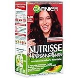 Garnier Nutrisse Pflegende Intensivtönung mit nährenden Fruchtölen, Coloration mit 8 Wochen Halt, Farbsensation Haarfarbe, 2.60 Dunkles Mahagoni
