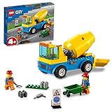 LEGO 60325 City Starke Fahrzeuge Betonmischer, LKW-Spielzeug mit Baustelle, Baufahrzeugen und Minifiguren für Kinder ab 4 Jahren, kreatives Geschenk
