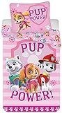 Paw Patrol Mädchen-Bettwäsche · Kinderbettwäsche/Babybettwäsche ·Baumwolle · Rosa, Pink · PUP Power · Wendebettwäsche · Kissenbezug 40x60 Bettbezug 100x135 cm