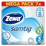 Zewa Toilettenpapier Zewa Samtig, Riesenpackung, 7 X 8 Rollen Mit Je 140 Blatt, 7 Packungen