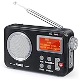 PRUNUS J-409 DAB Radio, Tragbares UKW Digitales Radio, Bluetooth Lautsprecher Radio mit Preset-Funktion, Zeit-Funktion, Ausgestattet mit Einem Großen Display und Großen Tasten