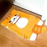 Wolhuy Bodenmatte für Zuhause, rutschfest, ultraweich und flauschig, waschbar, trocknet schnell Wasser, orangefarbene Katze