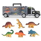 Dinosaurier Transporter Lastwagen Spielzeug mit 6 Simulations Dinosaurier Tierfiguren Träger LKW Spielzeug für Jungen Mädchen Spielzeug