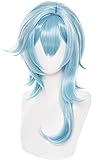 STTTBD EULA-Perücke, Genshin Impact EULA Cosplay-Perücke mit Perückenkappe, Blaue mittellange Anime-Cosplay-Perücke