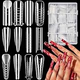 ANGNYA 288 Stücke Nagelformen Dual Form Nails Set,12 Style Dual Nail Forms Nagel Formen Für Polymer Gel Schneller Aufbau für Polygel Extension Maniküre Nagelkunst Design Salon DIY-12 Größ