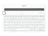 Logitech K480 Kabellose Multi-Device Tastatur für Windows, macOS, iPadOS, Android oder Chrome OS, Bluetooth, Kompakt, PC, Mac, Laptop, Smartphone, Tablet, Deutsches QWERTZ-Layout - Weiß