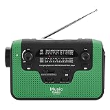 Jadeshay Mini Radio – FM/AM/SW Solar Handkurbel Radio TF Musik Bluetooth Freisprechanruf Solar(Grün)
