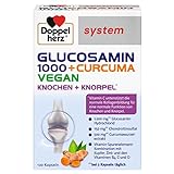 Doppelherz system GLUCOSAMIN 1000 + CURCUMA VEGAN – Vitamin C trägt zur normalen Kollagenbildung für die normale Knorpel- und Knochenfunktion bei – 120 Kapseln