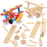 Baker Ross Holzflugzeug-Bastelsets - für Kinder zum Basteln und Bemalen - toll als Dekoration (2 Stück)