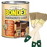 Bondex Dauerschutz-Lasur 2,50l und 4,00l (inkl. Nordje Pinsel-Set 3-teilig) (4L, Nussbaum)