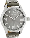 Oozoo Armbanduhr Basic Line mit Lederband 47 MM Silbergrau/Grau C1057