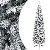 Weihnachtsbaum, realistischer künstlicher schmaler Weihnachtsbaum,PVC-Weihnachtsbaum mit beflocktem weißem Schnee, für Wohnzimmer, Innen- und Außenbereich, Garten, 435 Spitzen, 210 cm, Grün