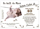 Unser-Festtag Lustige Einladungskarte Maus am Faden zum Geburtstag Erwachsene, Mann Frau - für jedes Alter - 30 Karten