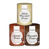 Xucker 3 x 200 g Schokoladen-Drops Set, Edel Vollmilch, Weiß, Edelbitter - kohlenhydrat-bewusste Schoko-Drops - mit Xylit - UTZ-zertifizierter Kakao - frei von Gentechnik - aus nachhaltigem Anbau