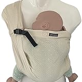 Minimonkey - Baby-Tragetuch Mini Sling in Beige für Neugeborene ab Geburt (0-2 Jahre) bis 15 kg - Sommer Baby-Trage-Tasche wasserfest ergonomisch am Bauch Tragen in M-Position - Kleinkind Tragesystem