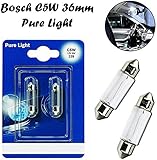 2x Bosch C5W 36mm 12V 1987301004 Pure Light Innenbeleuchtung - Kofferraum Handschuhfach Kennzeichen Tür Fußraum Leselampen Lizenz - Ersatz Halogen Soffite Lampe E-geprüft