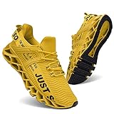 JSLEAP Turnschuhe für Männer Herren Sportschuhe Laufschuhe Atmungsaktiv Sneaker Leichte Wanderschuhe Trainers Schuhe（1-Gelb,Größe 45 EU/275 CN