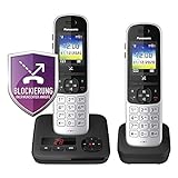 Panasonic KX-TGH722GS Schnurlostelefon Duo mit Anrufbeantworter (DECT Telefon, strahlungsarm, Farbdisplay, Anrufsperre, Freisprechen) schwarz
