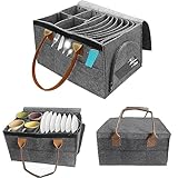 Wohnmobil Tellerhalter Filz Tassenhalter Camping Filz Tassenhalter Camping 1er Set Filztaschen für Tassen und Teller Tellerorganiser Geschirr Aufbewahrung Wohnmobil Ordnungssystem Wohnwagen Camp