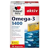 Doppelherz Omega-3 1400 mg – Hochdosiertes Omega-3-Konzentrat plus Vitamin E – Hoher Gehalt an Omega-3-Fettsäuren – 90 Kapseln