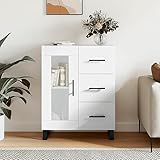 FARBUROI Sideboard Weiß 69,5x34x90 cm Holzwerkstoff,Klassisches Sideboard mit Stauraum und Glastür aus hochwertigem Holzwerkstoff in Weiß Schränk
