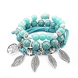 Bracelet Arbre Armband Baum – DREI Armbänder aus natürlichen Perlen mit Anhänger Baum des Lebens Glücksbringer - türkis