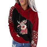 Hanraz Weihnachtspullover coatSweatshirt Damen OversizedWinter Sweatshirt Pulli Tops mit O AusschnittWeihnachten 3D Schneemann Druck