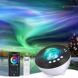 Aurora led Sternenhimmel Projektor Galaxy Nachtlicht Sternenlicht Projektor für Kinder Erwachsene Planetarium Projektor mit Musik Lautsprecher,Klangmaschine,Fernbedienung/App/Sprachsteuerung,48 Farben