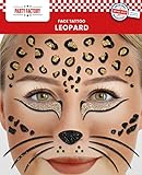 Party Factory Face Tattoo 'Leopard', temporäres Glitter Gesichtstattoo für Kinder und Erwachsene für Halloween, Karneval & Motto Partys (Leopardenmuster)