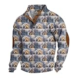 Black Friday Angebote Herren Ugly Christmas Sweater Personalisiertes Pullover Bekleidung Oberteil Herbst Winter Casual Basic Stehkragen Shirt Langarmshirts Thermo Shirt Herren Langarm(Blau，M