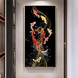 Goldene Koi Fische Feng Shui Karpfen Bilder Leinwand Malerei Wandkunst für Wohnzimmer Moderne Galerie Inneneinrichtung