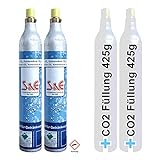 CAGO 2 x CO2 Zylinder Kohlensäure 425g Flasche inkl. Füllung bis zu je 60 L f. Soda-Stream Wasser-Maxx