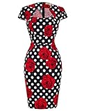 GRACE KARIN Vintage Kleid Blumen Rockabilly Damen Kleid Sommerkleid Knielang L CL7597-11