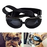 Namsan Sonnenbrillen für Hunde UV Schutzbrille Wasserdichter Einstellbar Hundebrille für Kleine Hunde/Katzen -Schwarz