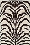 SAFAVIEH Zebra Teppich für Wohnzimmer, Esszimmer, Schlafzimmer - Cambridge Collection, Kurzer Flor, Elfenbein und Braun, 122 X 183 cm
