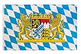 aricona Bayern Flagge - Freistaat Bayern Fahne 60 x 90 cm mit Messing-Ösen - Wetterfeste Fahne für Fahnenmast - 100% Polyester