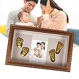Baby Handabdruck und Fußabdruck Set, Gipsabdruck Baby Hand und Fuß mit Bilderrahmen DIY Fotorahmen für Kleinkinder Mütter Väter
