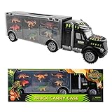 m zimoon Dinosaurier LKW Spielzeug, Dinosaurier Transporter Truck LKW mit 6 Mini Figuren Spielset Dino für Jungen Mädchen Kinder