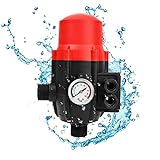Randaco Druckschalter Elektronische, max.10 bar Automatische Druckschalter Pumpensteuerung für Hauswasserwerk Gartenbewässerung Tiefbrunnenpumpe (Rot, Ohne Kabel)