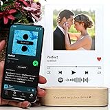 Kroity Spotify Glas Personalisiert - Song Cover Glas Bild Mit Foto - Music Platte Nachtlicht - Personalisierte Geschenke for Boyfriend/Girlfriend - Gravierbarer Text Holzsockel
