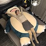 TinGiFu Snorlax Plüschbezug (ohne Füllung) Riesen Ungefüllter Snorlax Sitzsack Snorlax Kissen Tierbezug mit Reißverschluss für Freundin Geburtstag Snorlax Bett (200CM, lächelndes Gesicht)