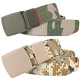YunYunStrap Gürtel für Herren und Damen Übergröße, Nylon Camouflage Militär Taktikgürtel mit Kunststoffschnalle, 2er-Pack