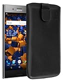 mumbi Echt Ledertasche kompatibel mit Sony Xperia XZ Premium Hülle Leder Tasche Case Wallet, schwarz