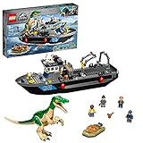 LEGO 76942 Jurassic World Flucht des Baryonyx Spielzeug mit Schnellboot für Jungen und Mädchen, Geschenkideen für Kinder Dinosaurier Figuren
