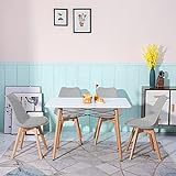 H.J WeDoo Esszimmertisch mit Stühlen, Essgruppe Weiß Tisch mit 4 Grau Stühlen für Esszimmer, Küche & Wohnzimmer