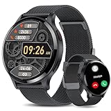 HOAIYO Smartwatch (Anrufempfang/Wählen), 1,5 Zoll Smartwatch mit Anruf/Text/Herzfrequenz/Schlaf/Kalorienzähler, IP68 Wasserdichter Fitness Tracker für Android iOS Handys (Schwarzes Metall, 1,5 Zoll)