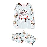 Partnerlook Mutter Tochter Kleidung Weihnachtspyjamas Nachtwäsche Familie Family Mom Schlafanzug Kinder Jungen Set (White, S)